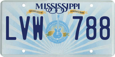 MS license plate LVW788