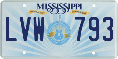 MS license plate LVW793