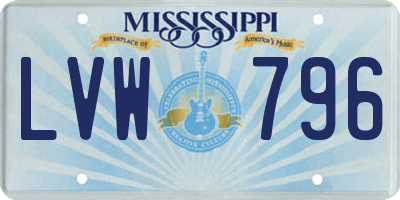 MS license plate LVW796