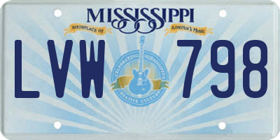 MS license plate LVW798