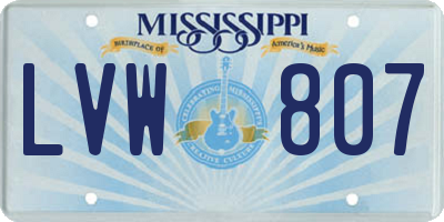 MS license plate LVW807