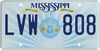 MS license plate LVW808
