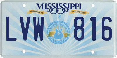 MS license plate LVW816