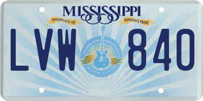 MS license plate LVW840