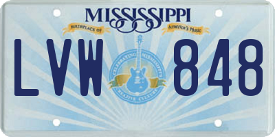 MS license plate LVW848