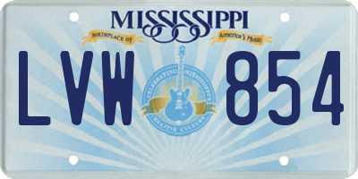 MS license plate LVW854