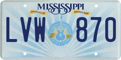 MS license plate LVW870