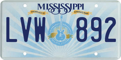 MS license plate LVW892