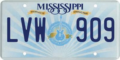 MS license plate LVW909
