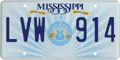 MS license plate LVW914
