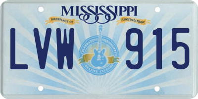 MS license plate LVW915