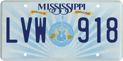 MS license plate LVW918