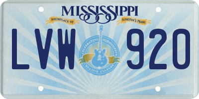 MS license plate LVW920