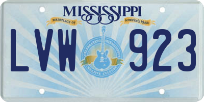 MS license plate LVW923