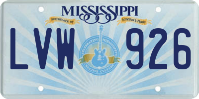MS license plate LVW926