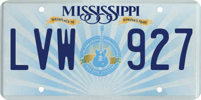 MS license plate LVW927