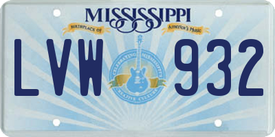 MS license plate LVW932