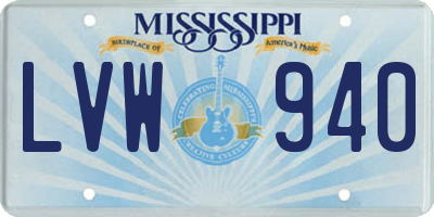 MS license plate LVW940