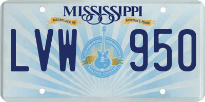 MS license plate LVW950