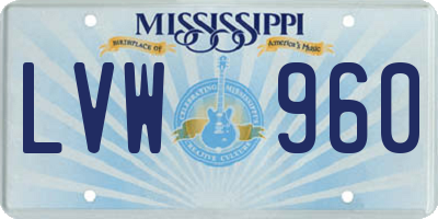 MS license plate LVW960