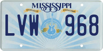 MS license plate LVW968