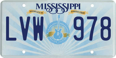 MS license plate LVW978