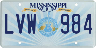 MS license plate LVW984