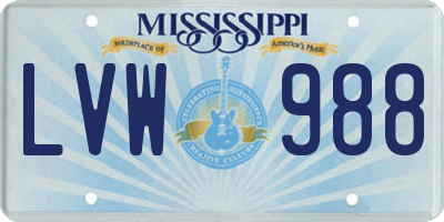 MS license plate LVW988