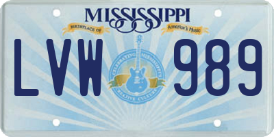 MS license plate LVW989