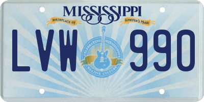 MS license plate LVW990