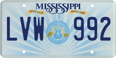 MS license plate LVW992