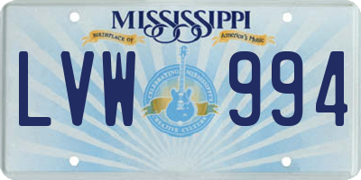 MS license plate LVW994