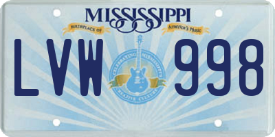 MS license plate LVW998
