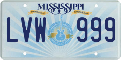 MS license plate LVW999