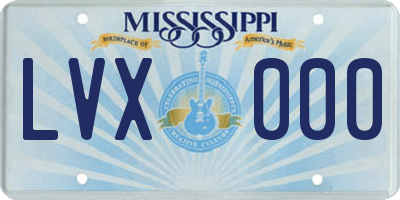 MS license plate LVX000