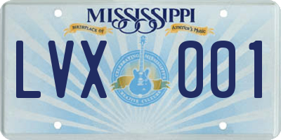 MS license plate LVX001