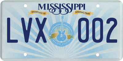MS license plate LVX002