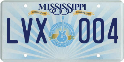 MS license plate LVX004