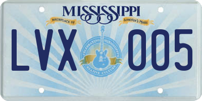 MS license plate LVX005