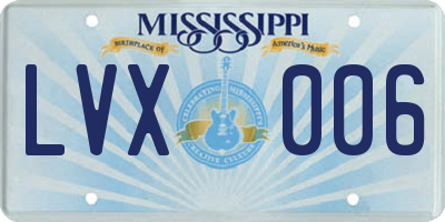 MS license plate LVX006