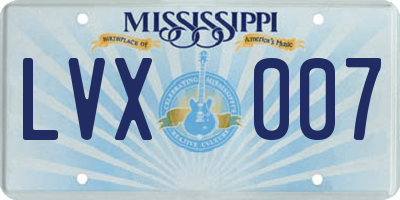 MS license plate LVX007