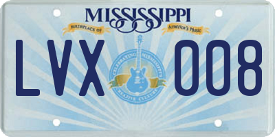 MS license plate LVX008