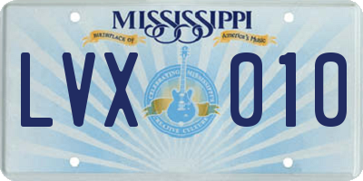 MS license plate LVX010