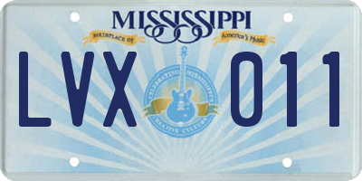 MS license plate LVX011
