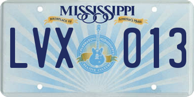 MS license plate LVX013