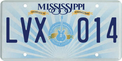 MS license plate LVX014