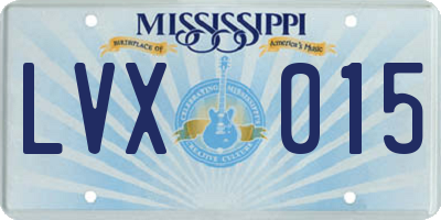 MS license plate LVX015
