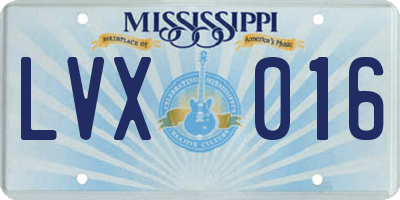 MS license plate LVX016