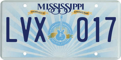 MS license plate LVX017