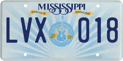 MS license plate LVX018